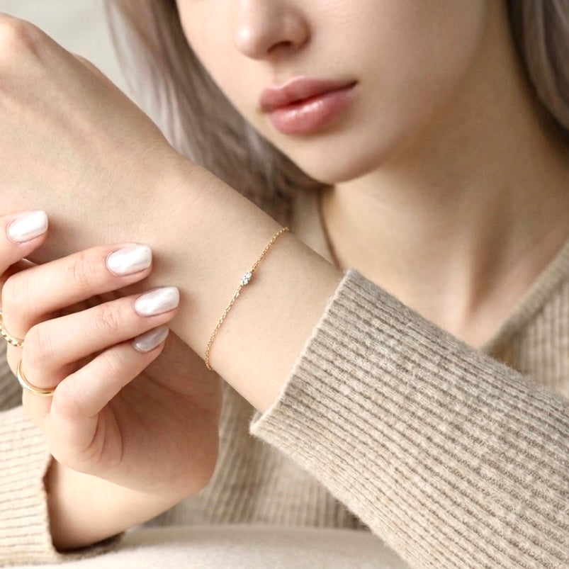 Gold Vermeil Dainty Bracelet with Two Shimmering Stones